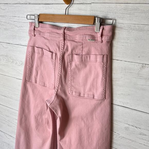 Billabong Jeans Womens Size 28 Pink Wide Leg Flare Raw Hem Cotton Blend Girly - Picture 15 of 16